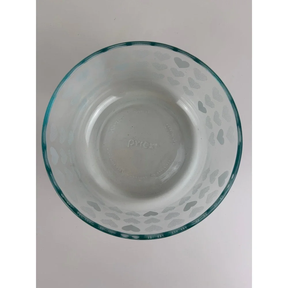 Pyrex 4 Cup 1 Quart Glass Bowl White Hearts Pattern 1L No Lid